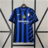 Mens Inter Milan Home Jersey 2024/25 on hanger showing blue-black stripes with two gold stars and Scudetto