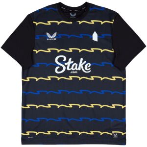 Mens Everton Third Jersey 2025/26 Everton third jersey 2025/26 mens black shirt with blue and yellow stripes front view