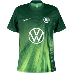 Mens Wolfsburg Home Jersey 2025/26 Mens Wolfsburg home jersey 2025/26 in dark green with light green streaks front view
