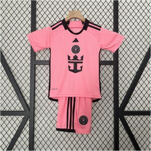 Kids Miami Home Kit 2024/25 front view showing pink shirt and shorts