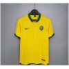 Mens World Cup Brazil Retro Home Jersey 2006 on hanger showing yellow body with green stand collar