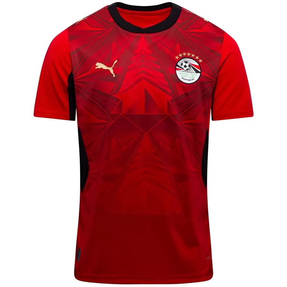 Mens Egypt World Cup Home Jersey 2026 Mens Egypt World Cup Home Jersey 2026 crimson red shirt with pyramid facets front view