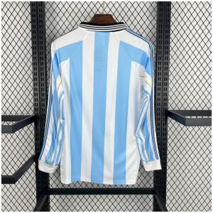 Mens World Cup Argentina Retro Long Sleeve Home Jersey 1998 back view detail