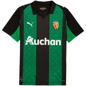 Mens RC Lens Away Jersey 2025/26 RC Lens away jersey black and green patterned panels front view