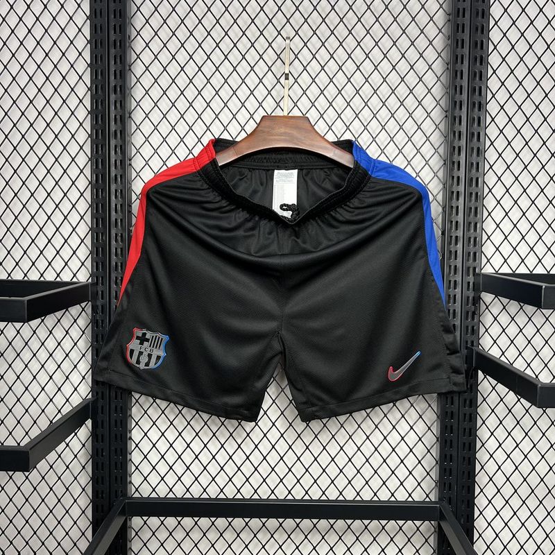 Mens Barcelona Away Shorts 2024/25 Black Barcelona away shorts with red and blue side panels front view