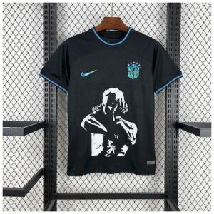 Mens World Cup Brazil Charles Oliveira black Special Edition Jersey 2022 on hanger showing Charles Oliveira portrait on black