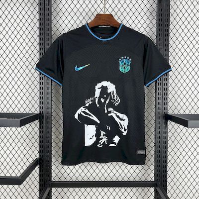 Mens World Cup Brazil Charles Oliveira black Special Edition Jersey 2022 Mens World Cup Brazil Charles Oliveira black Special Edition Jersey 2022 on hanger showing Charles Oliveira portrait on black