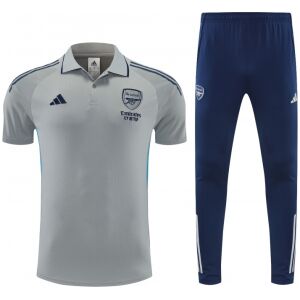 Mens Arsenal Grey Polo Training Shirt + Long Pants Tracksuit 2026/27 Mens Arsenal Grey Polo Training Shirt + Long Pants Tracksuit 2026/27