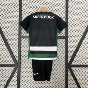 Kids Sporting Lisbon Home Kit 2024/25 rear view of shirt and shorts