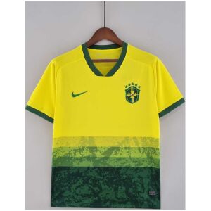 Mens World Cup Brazil yellow and green Special Edition Jersey 2022 on hanger showing yellow-to-green gradient body