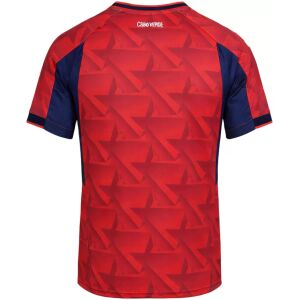 Mens Cape Verde World Cup Third Jersey 2026 scarlet red shirt back view with Cabo Verde lettering