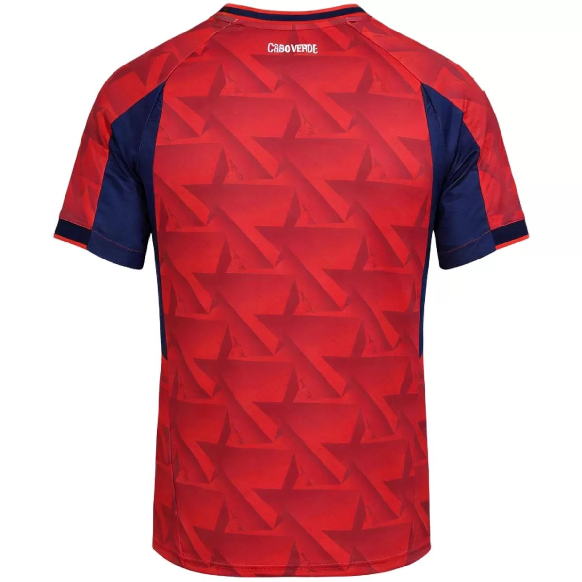 Mens Cape Verde World Cup Third Jersey 2026 Mens Cape Verde World Cup Third Jersey 2026 scarlet red shirt back view with Cabo Verde lettering