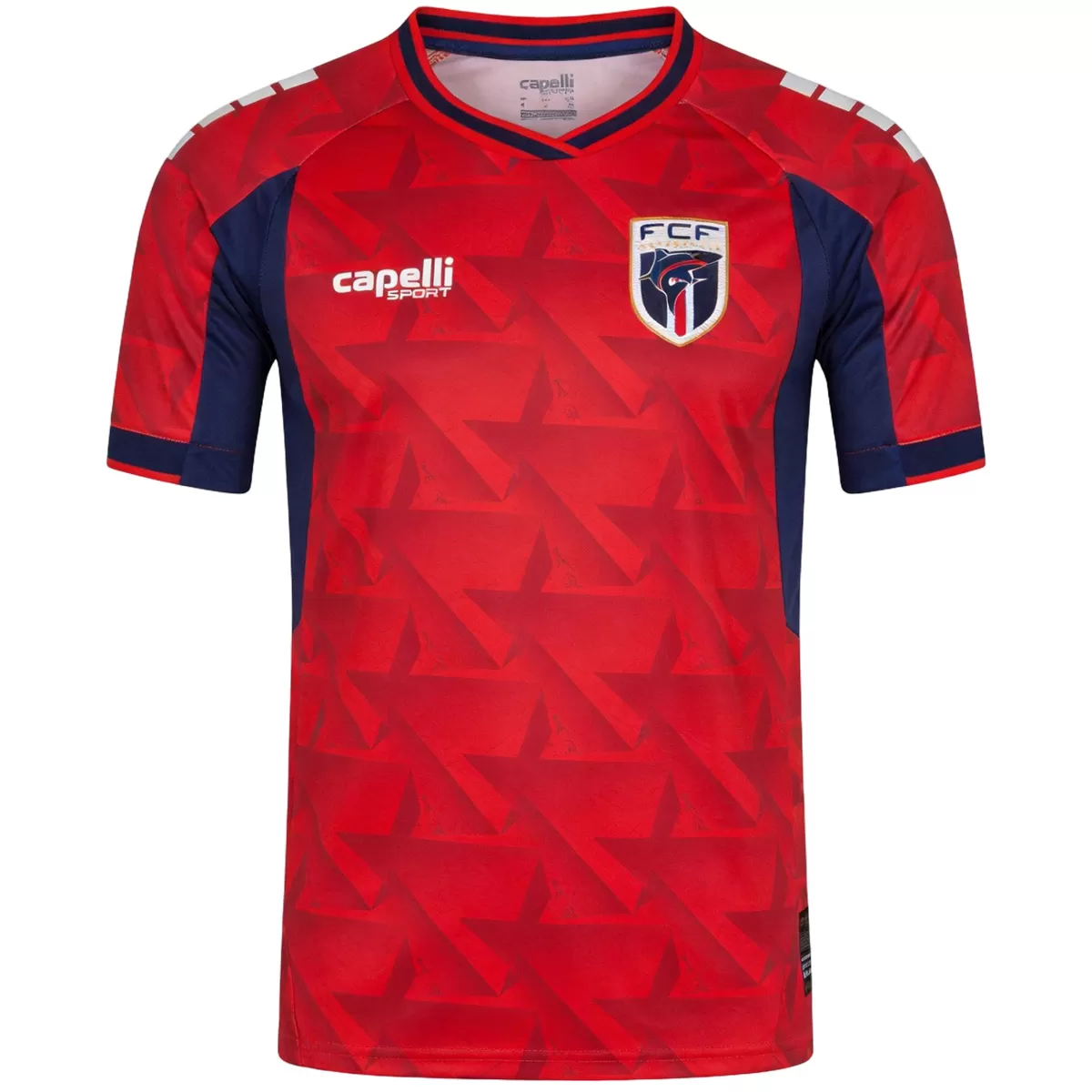 Mens Cape Verde World Cup Third Jersey 2026 Mens Cape Verde World Cup Third Jersey 2026 scarlet red 3D star pattern shirt front view