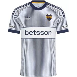 Mens Boca Juniors Away Jersey 2026/27 front view in white with navy pinstripes