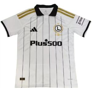 Mens Legia Warszawa Home Jersey 2026/27 white pinstripe shirt front view with polo collar