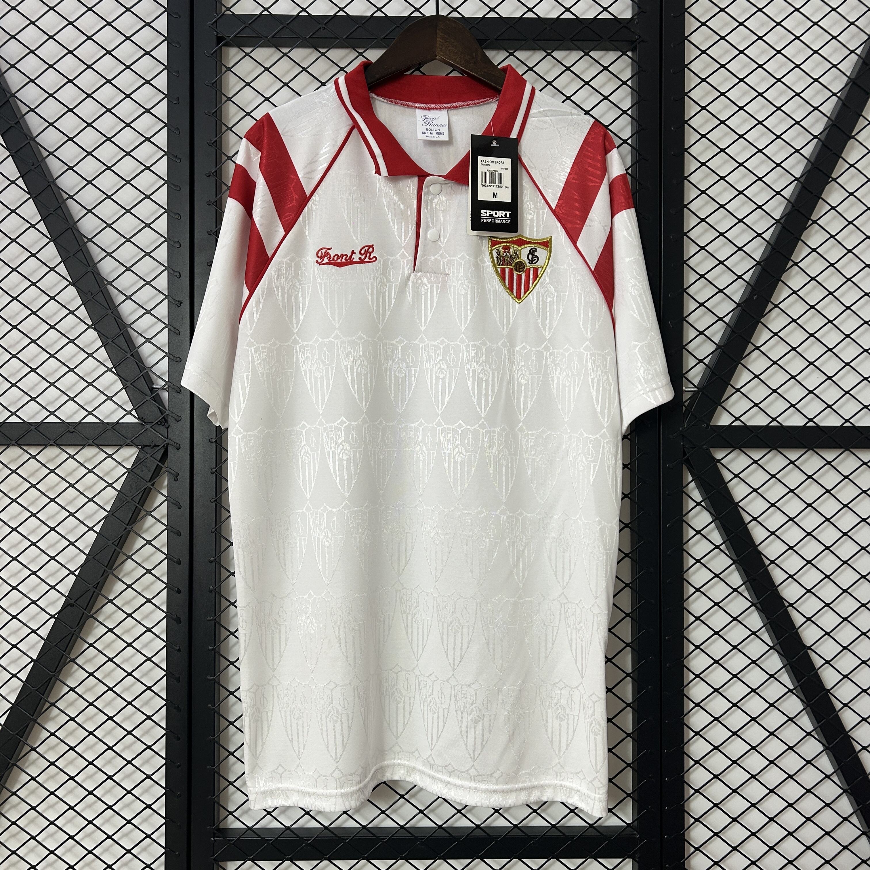 Mens Sevilla Retro Home Jersey 1992/93 Mens Sevilla Retro Home Jersey 1992/93 front view on display