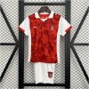 Kids Braga Home Kit 2025/26 front view with red shirt and white shorts