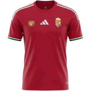 Mens Hungary 2026 red home jersey with two chest crests front view