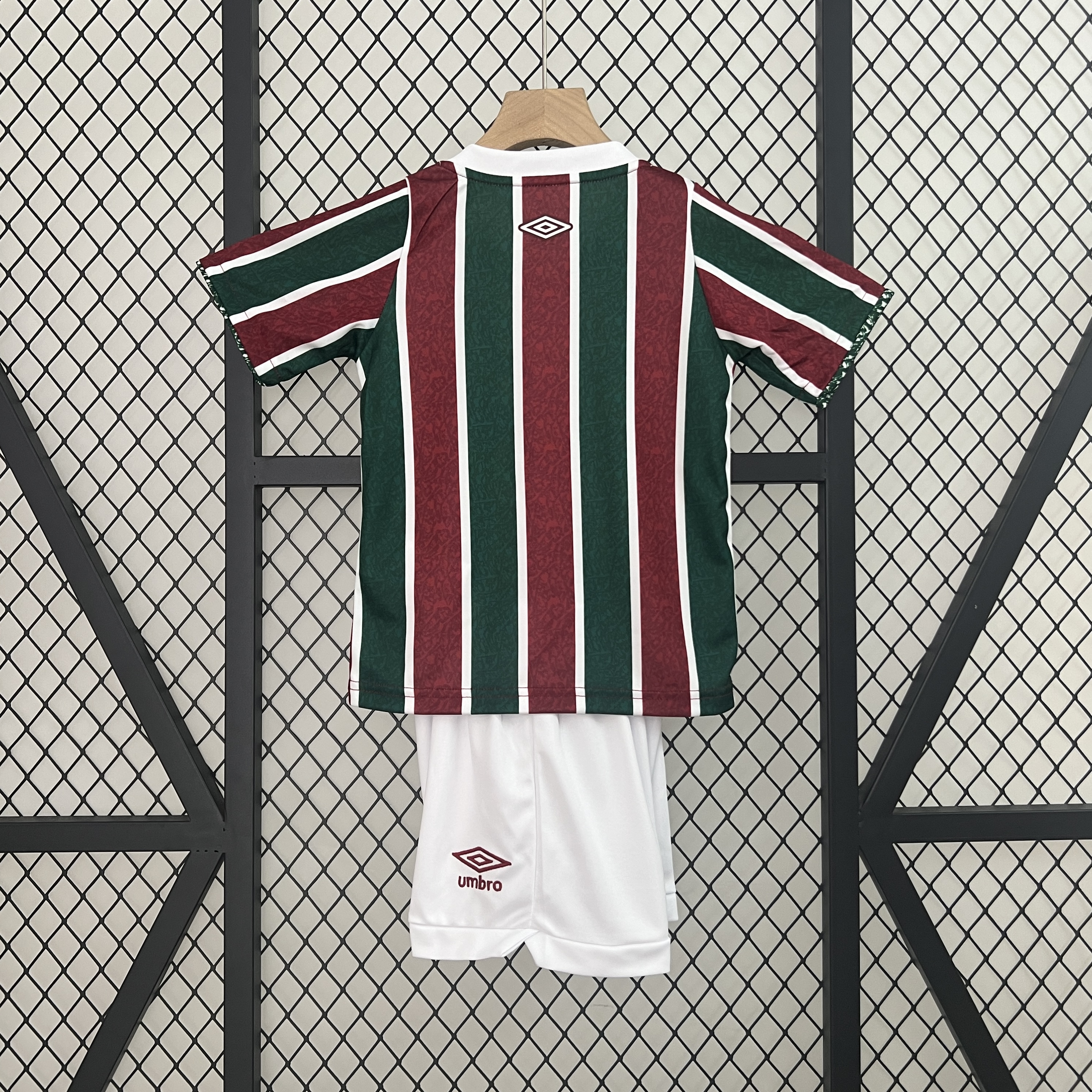 Kids Fluminense Home Kit 2024/25 Kids Fluminense Home Kit 2024/25 front view on display