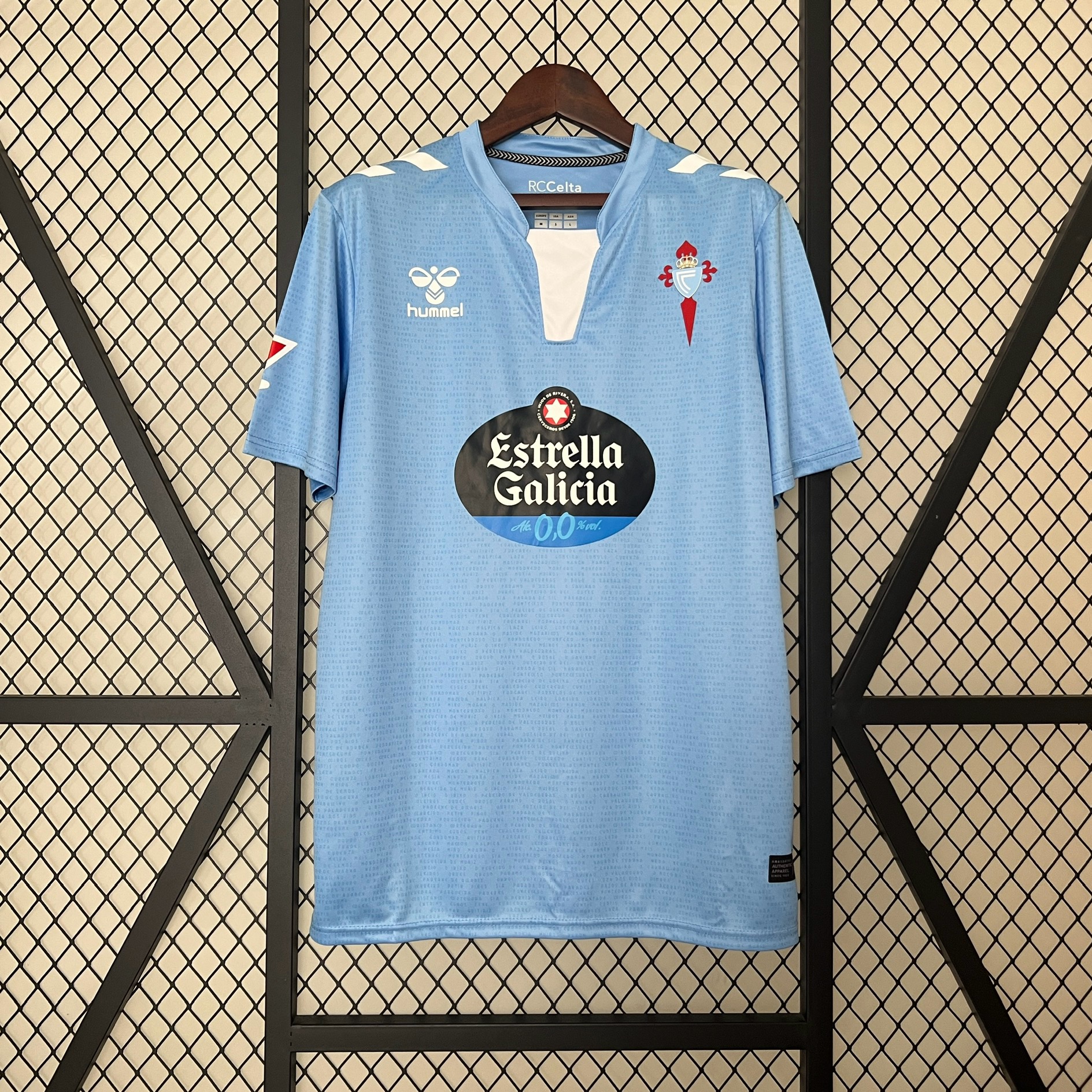 Mens Celta Vigo Home Jersey 2024/25 Mens Celta Vigo Home Jersey 2024/25 front view on display