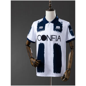 Mens Monterrey Retro Home Jersey 1995/96 front view showing navy brushstroke stripes