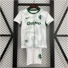 Kids Sporting Lisbon Third Kit 2025/26 front view showing white jersey and shorts