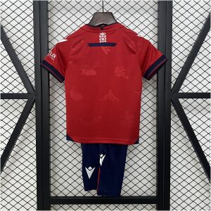 Kids Osasuna Home Kit 2024/25 front view on display