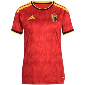 Womens Belgium World Cup Home Jersey 2026 Red Belgium home jersey with tonal flame graphic and black cuffs front view