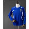 Mens World Cup Brazil Retro Long Sleeve Away Jersey 2002 front view on mannequin showing cobalt blue long sleeves