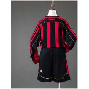 Kids AC Milan Retro Long Sleeve Home Kit 2006/07 rear view of shirt and shorts