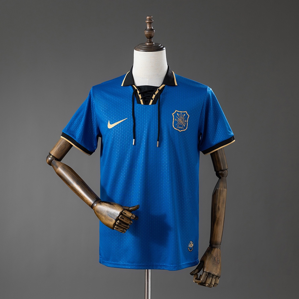 Mens AIK Fotboll Home Jersey 2026/27 Front view of the Mens AIK Fotboll Home Jersey 2026/27 featuring royal blue jacquard and lace-up collar