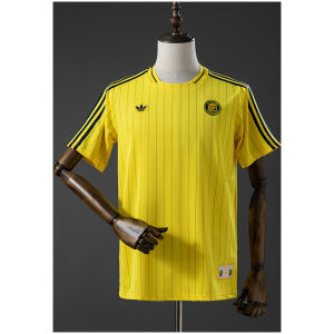 Yellow Al Nassr T-shirt with pinstripes and crest front view