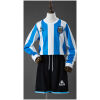 Kids Argentina d Retro Long Sleeve Home Kit 1998 front view with sky blue and white stripes and black shorts