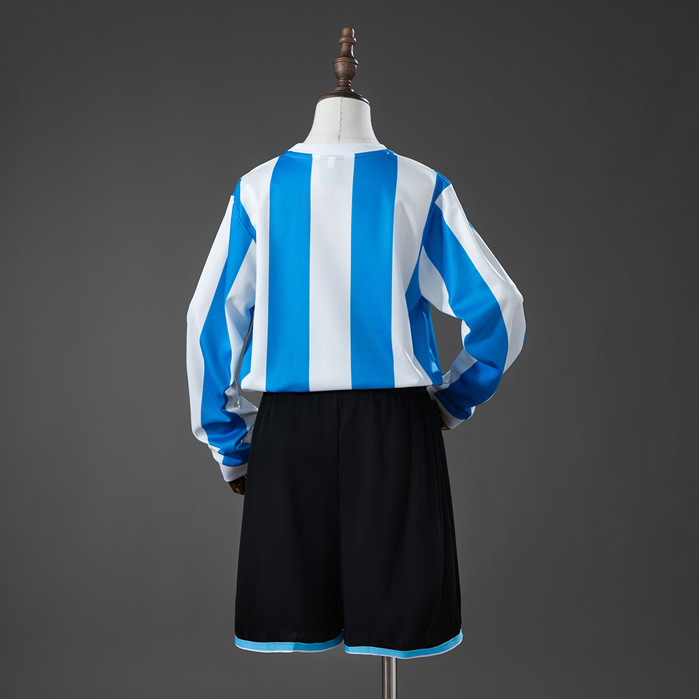 Kids Argentina d Retro Long Sleeve Home Kit 1998 Kids Argentina d Retro Long Sleeve Home Kit 1998 rear view of shirt and shorts