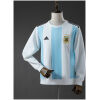 Argentina long sleeve hoodie in light blue and white stripes front view