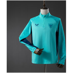 Front view of the Mens Athletic Bilbao Long Sleeve Training Kit Jersey 2026/27 in aqua teal with quarter zip