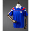 Front view of the Mens Athletic Bilbao Retro Away Jersey 1994/95 in royal blue with red chevrons and polo collar