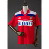 Mens Atletico Madrid Retro Away Jersey 1990/93 front view in red with blue chest stripe and Marbella sponsor
