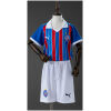 Kids Bahia Away Kit 2026/27 full uniform set front view with tricolor striped jersey and white shorts