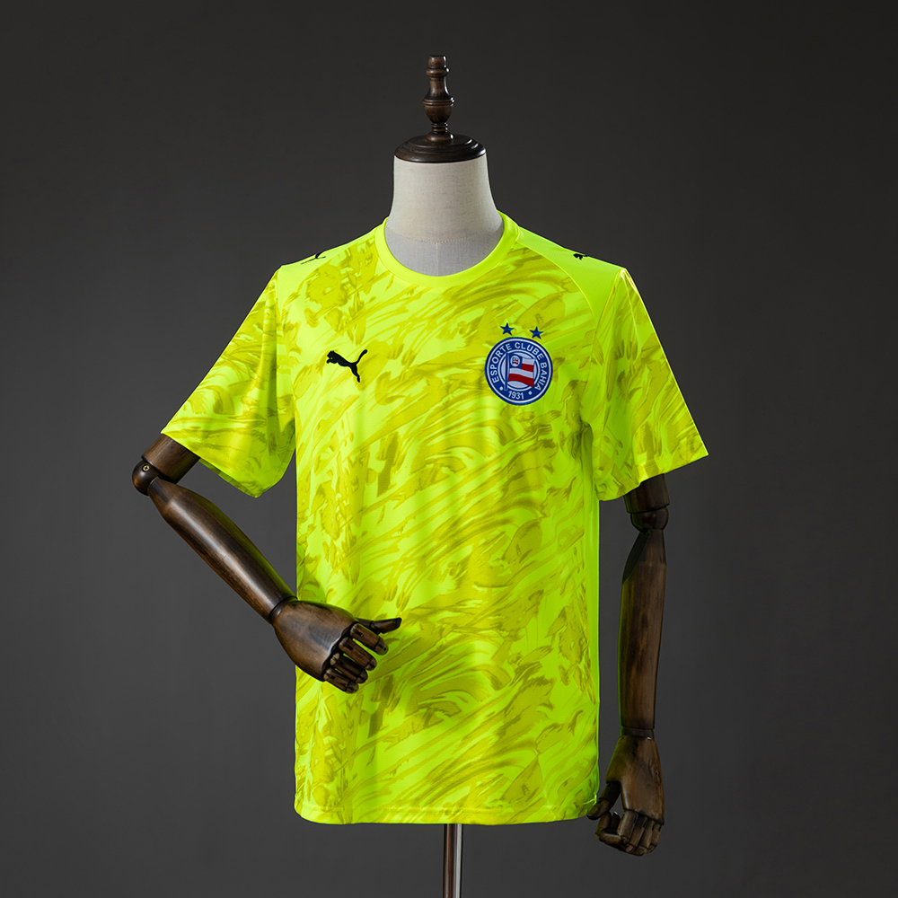 Mens Bahia GK-Green Jersey 2026/27 Mens Bahia GK-Green Jersey 2026/27 front view in neon volt green with swirling brushstroke graphics