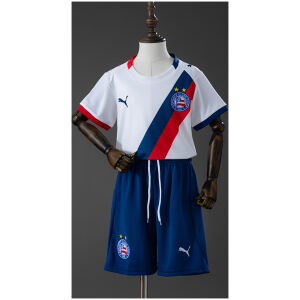 Kids Bahia Home Kit 2026/27 Kids Bahia Home Kit 2026/27 full uniform set front view with white diagonal sash jersey and blue shorts