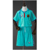 Kids Barcelona Retro Away Kit 1996/97 front view in teal green with polo collar and matching shorts