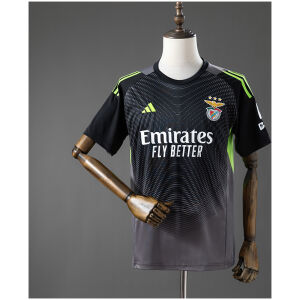 Mens Benfica Black Grey Goalkeeper Jersey 2026/27 Mens Benfica Black Grey Goalkeeper Jersey 2026/27 front view with gradient waves