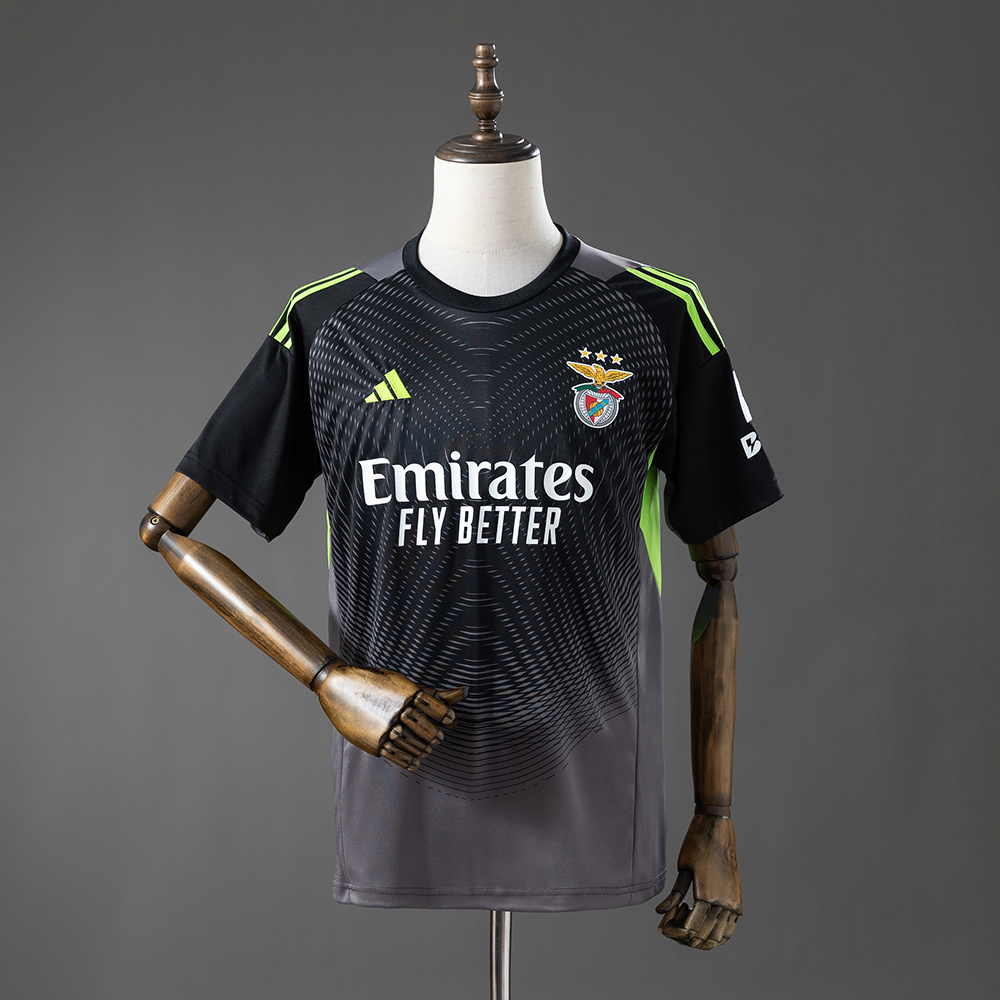 Mens Benfica Black Grey Goalkeeper Jersey 2026/27 Mens Benfica Black Grey Goalkeeper Jersey 2026/27 front view with gradient waves