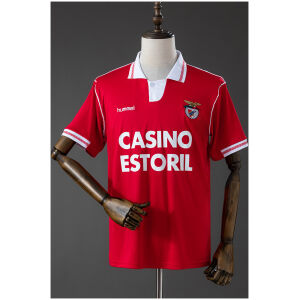Mens Benfica Retro Home Jersey 1992/93 Mens Benfica Retro Home Jersey 1992/93 front view in red with polo collar