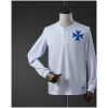 Front view of the Mens Blackburn Rovers 150Th White Long Sleeve Anniversary Jersey 2025/26 with blue Maltese cross