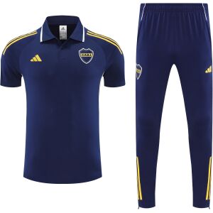 Mens Boca Juniors Blue Training Kit Polo 2025/26 front view of shirt and pants