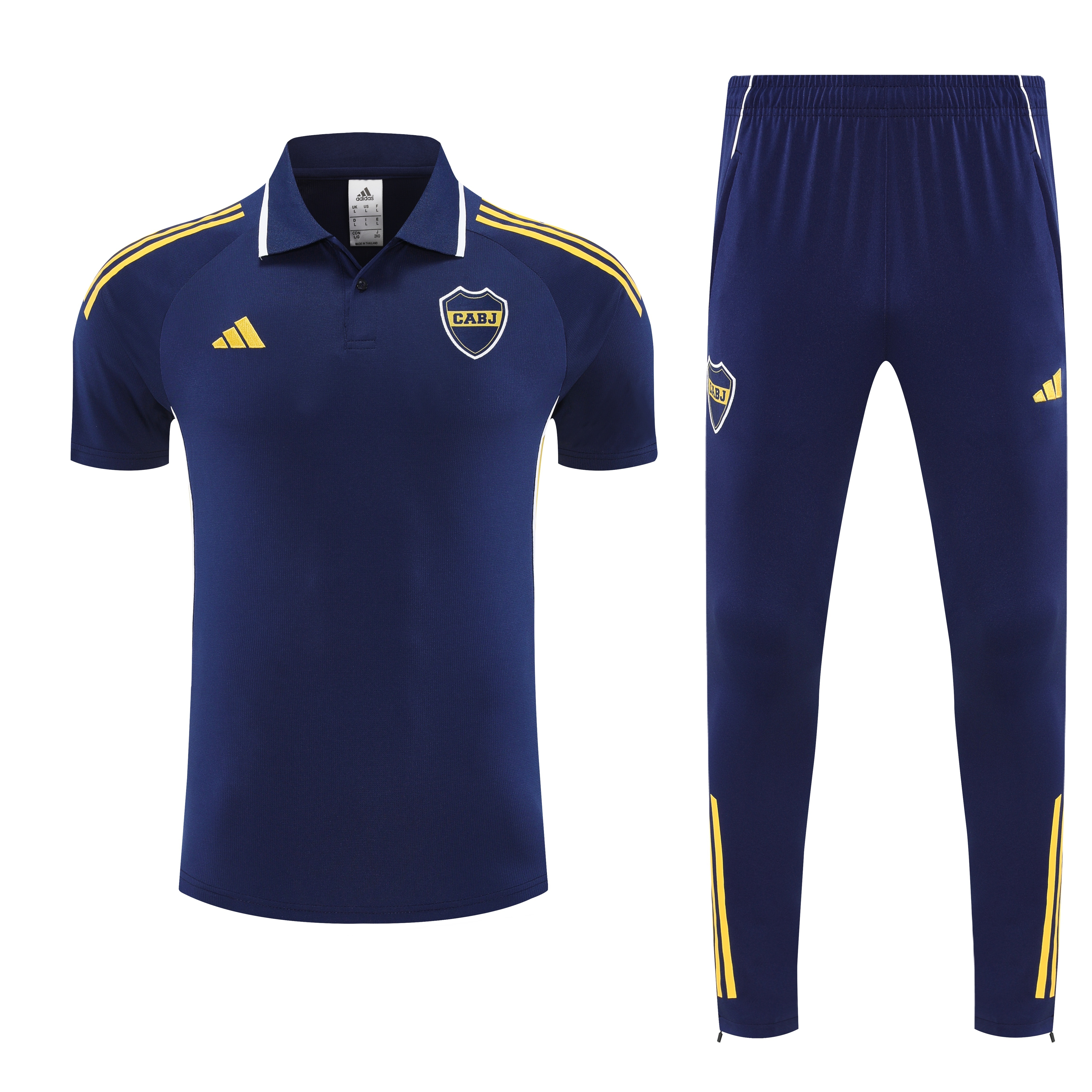 Mens Boca Juniors Blue Training Kit Polo 2025/26 Mens Boca Juniors Blue Training Kit Polo 2025/26 front view of shirt and pants