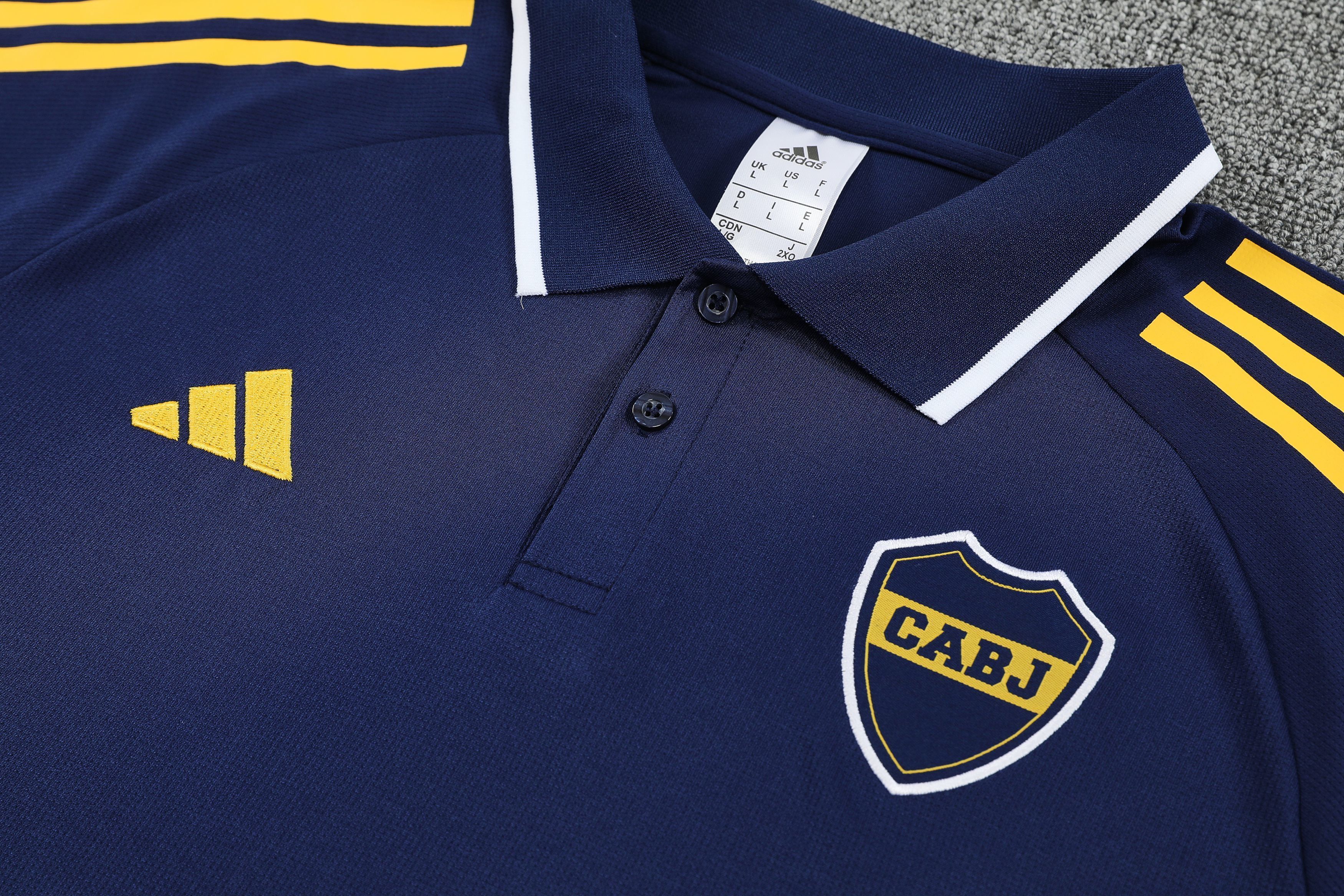 Mens Boca Juniors Blue Training Kit Polo 2025/26 Mens Boca Juniors Blue Training Kit Polo 2025/26 rear view of shirt and shorts