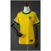 Womens Brazil Retro Home Jersey 1998 front view in canary yellow with green raglan piping and tailored fit